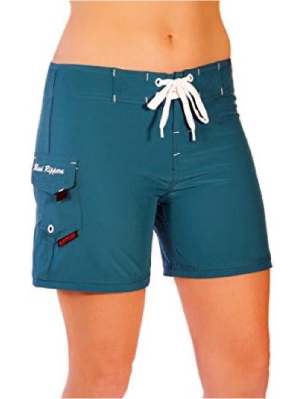 Women’s Teal Swim Bermuda Shorts with Drawstring Waist
